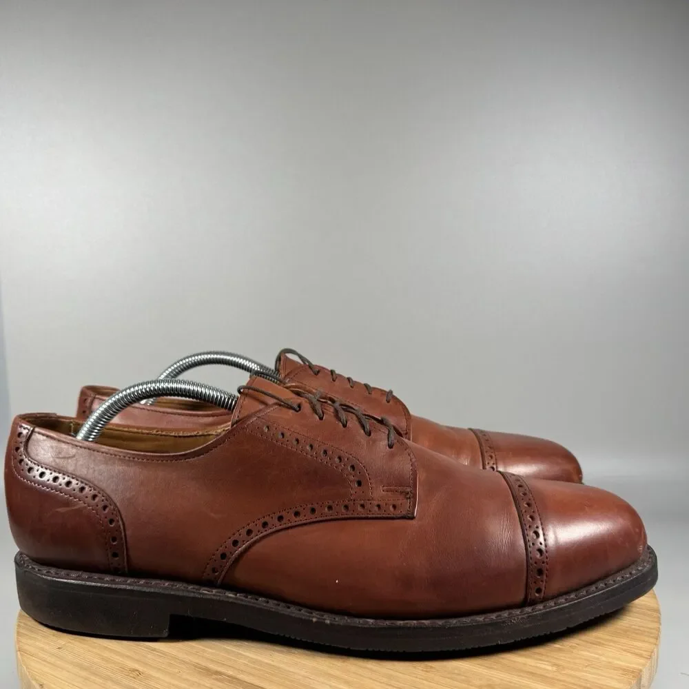 S Allen Edmonds Benton Derby Mens 13 3A Brown Leather‎ Cap Toe Dress Shoes
